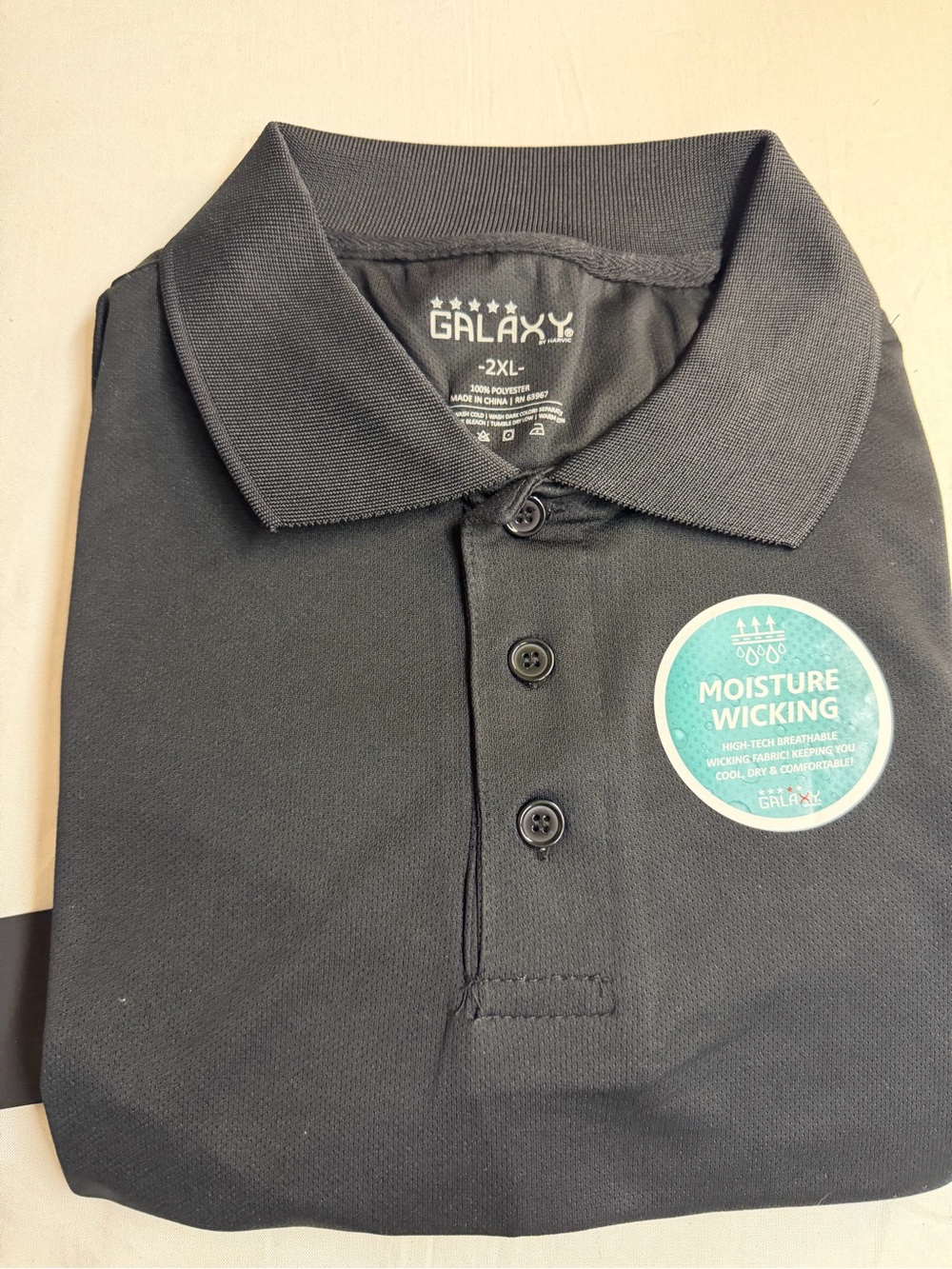 Galaxy By Harvic Men's Black Polo Shirt - Moisture Wicking